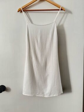 LA Hearts White Mini Dress Tie Back Spaghetti Strap Linen Blend Size M